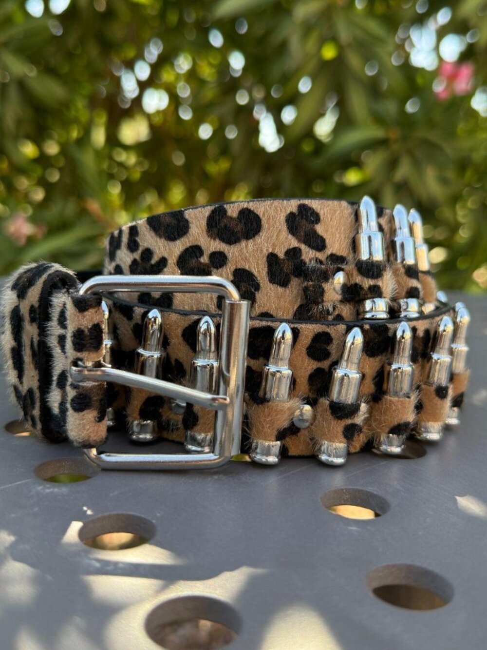 Leopard Studded Bullet Emo Biker Belt